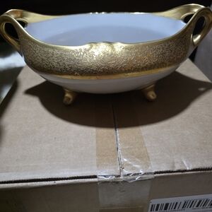 Elegant Gold and White Decorative Bowl